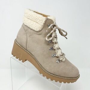 Universal Thread Gray Leah Sherpa Faux Fur Lace Up Hiking Boots Size 9.5